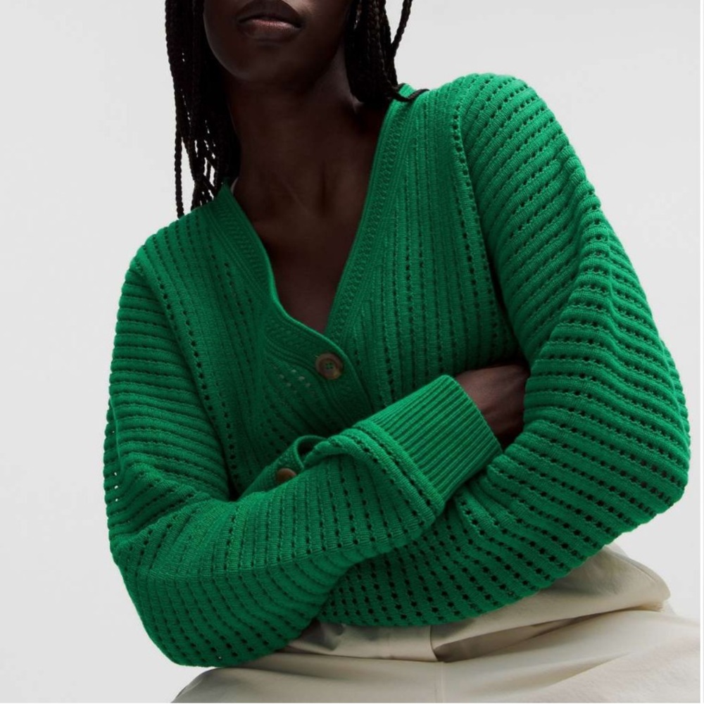 NWT Lululemon Cotton Crochet Mesh Relaxed-Fit Cardigan Sz XL - Picture 2 of 7